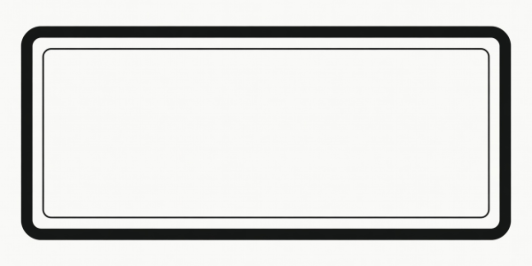 Flat vector diagram illustrating 4.5mm outer stripe, 3mm basecoat gap, and 1.5mm inner hairline with radiused corner turns